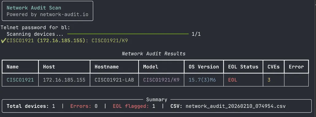 Network Audit CLI demo
